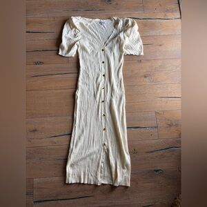 Express Cream Button-Front Midi Dress